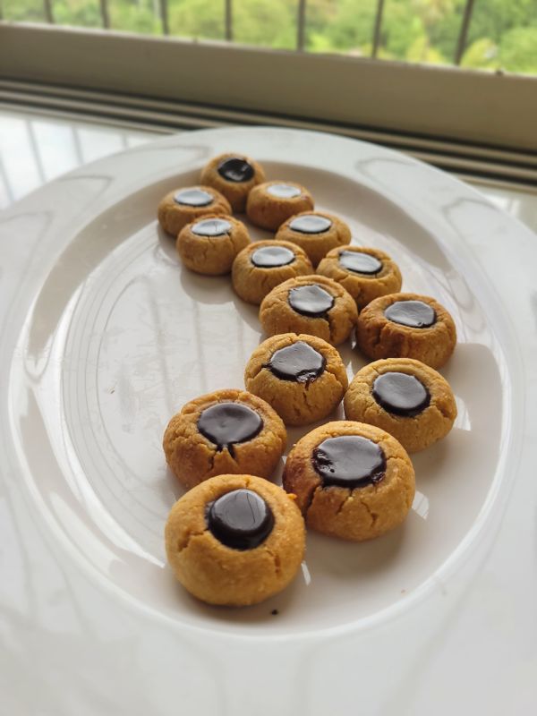 Almond and Whole Wheat Thumbprint Cookie