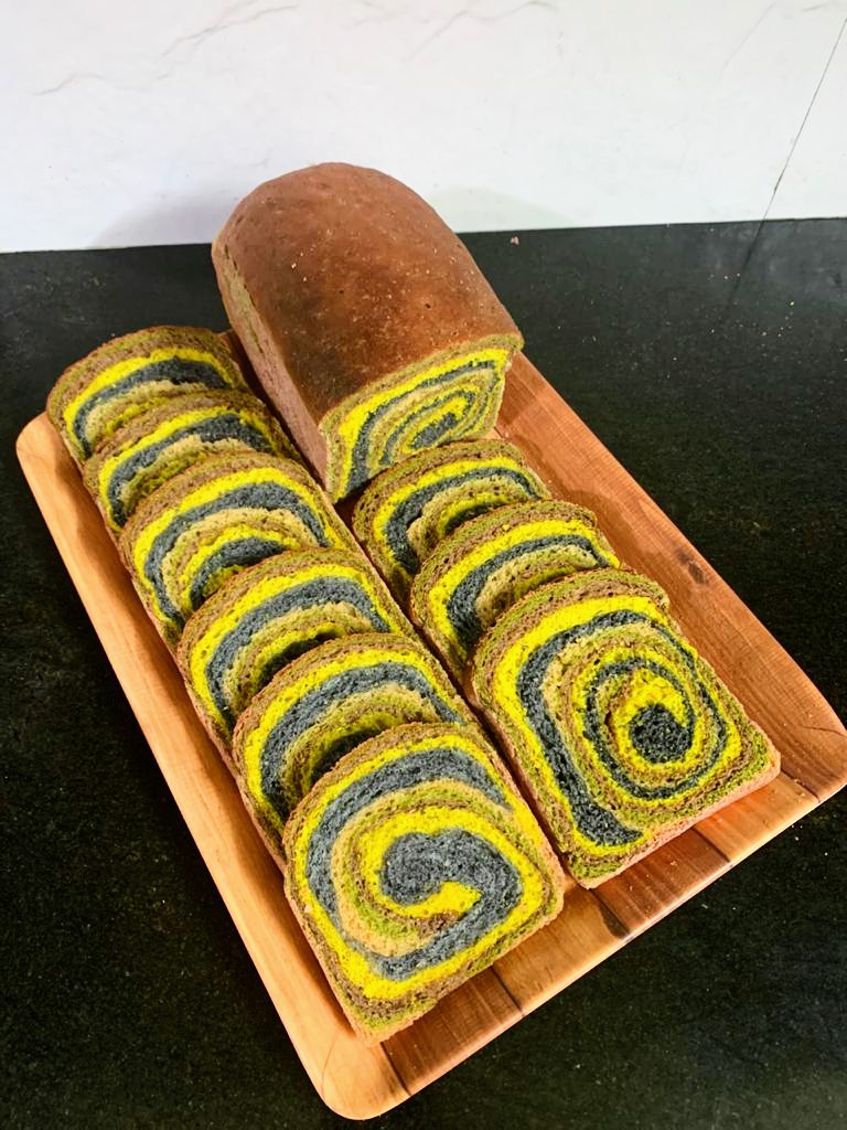 Semolina and Whole Wheat Colorful Swirl Bread