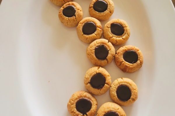 Almond & Whole Wheat Thumbprint Cookies with Chocolate Topping